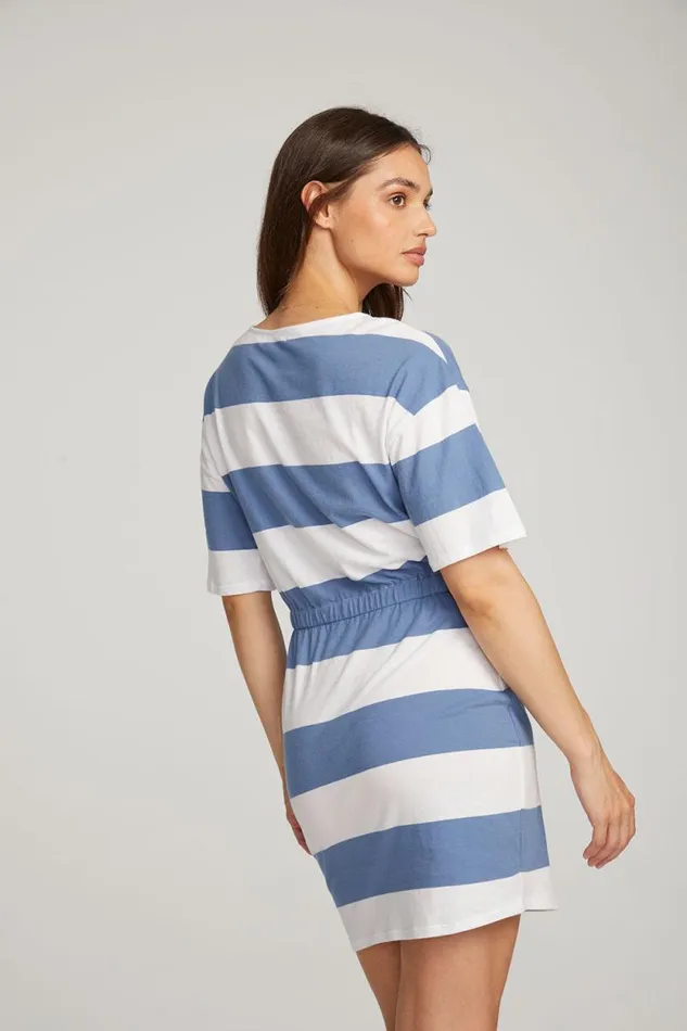 Womens Chaser Brand Dresses Villa Vintage Blue Stripe Mini Dress