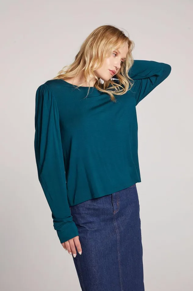 Womens Chaser Brand Loungewear Shirley Dark Sea Long Sleeve