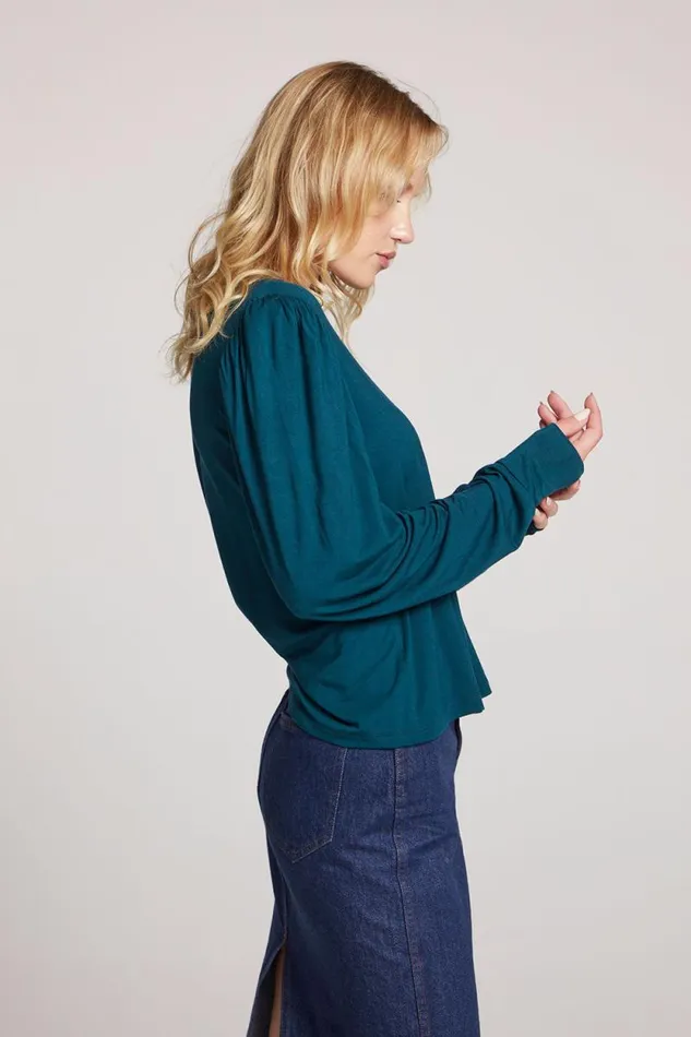Womens Chaser Brand Loungewear Shirley Dark Sea Long Sleeve