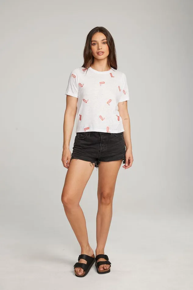Womens Chaser Brand Tops Allover Cowboy Boot Tee