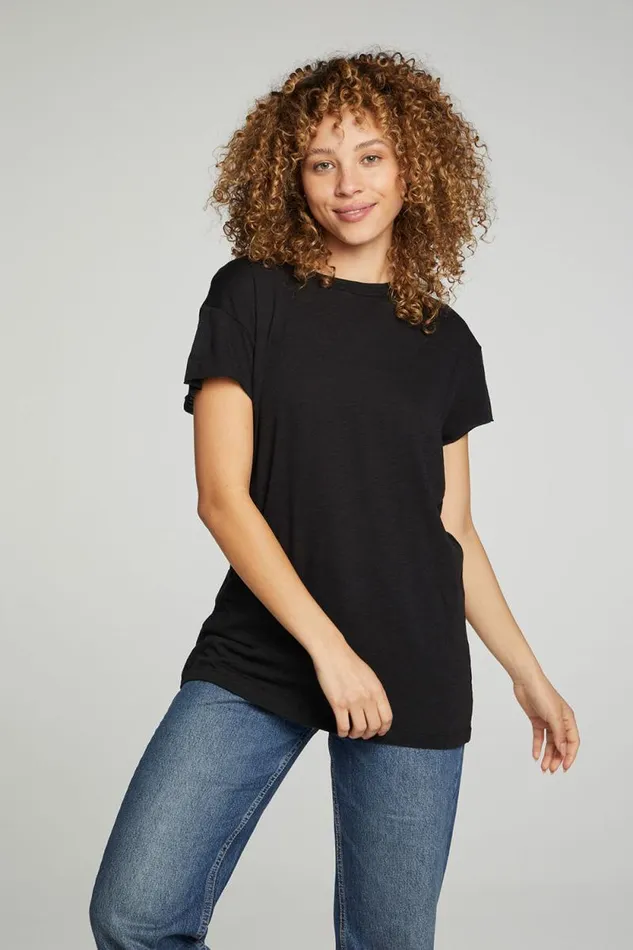 Womens Chaser Brand Tops Cap Sleeve Crew Neck Tee