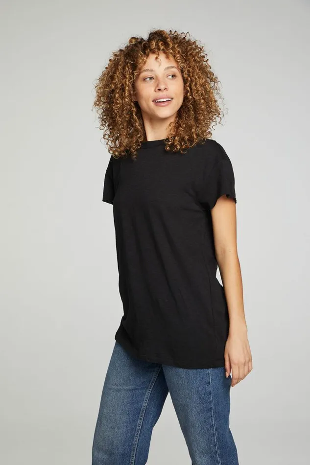 Womens Chaser Brand Tops Cap Sleeve Crew Neck Tee