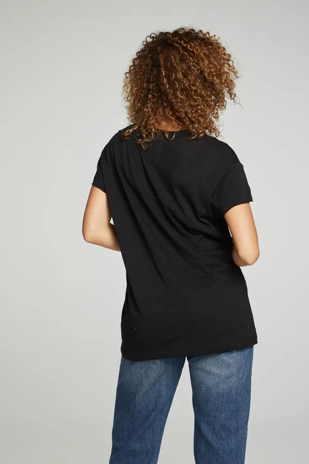 Womens Chaser Brand Tops Cap Sleeve Crew Neck Tee
