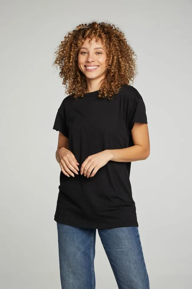 Womens Chaser Brand Tops Cap Sleeve Crew Neck Tee