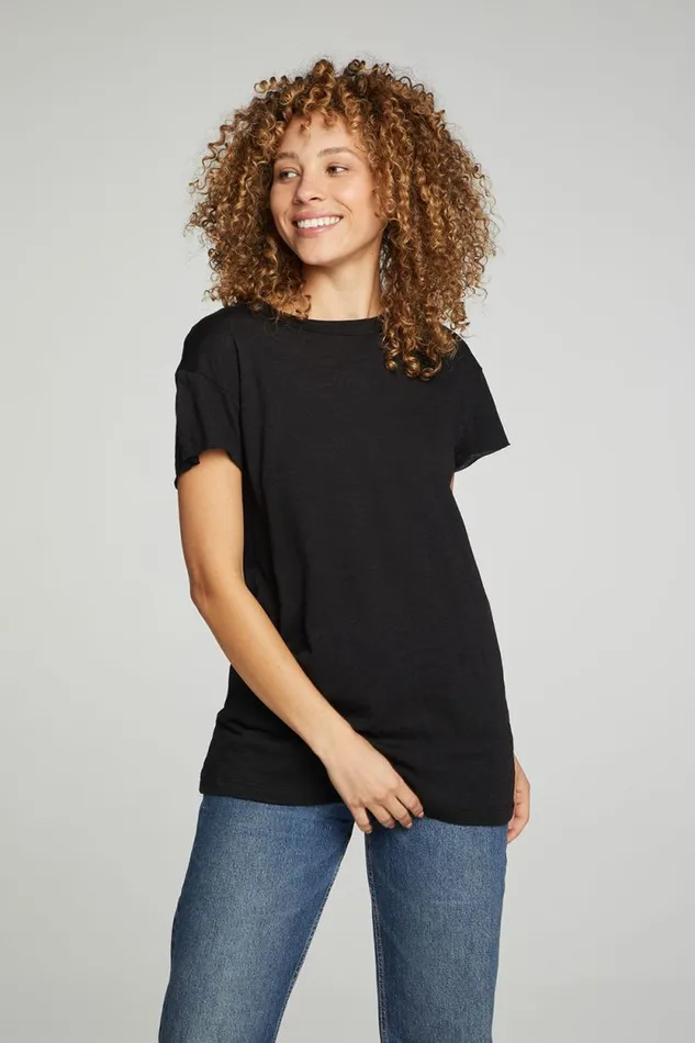 Womens Chaser Brand Tops Cap Sleeve Crew Neck Tee