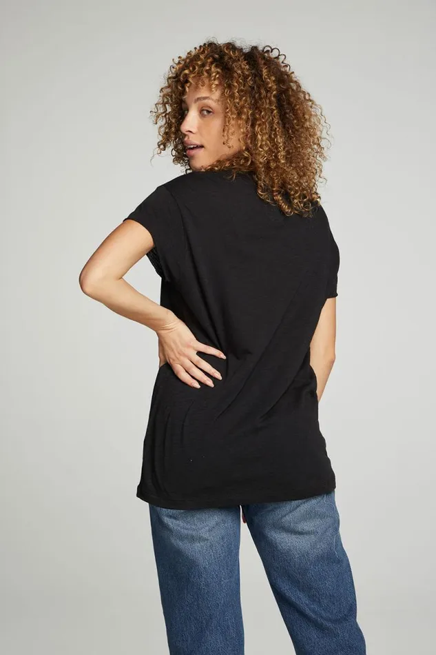 Womens Chaser Brand Tops Cap Sleeve Crew Neck Tee