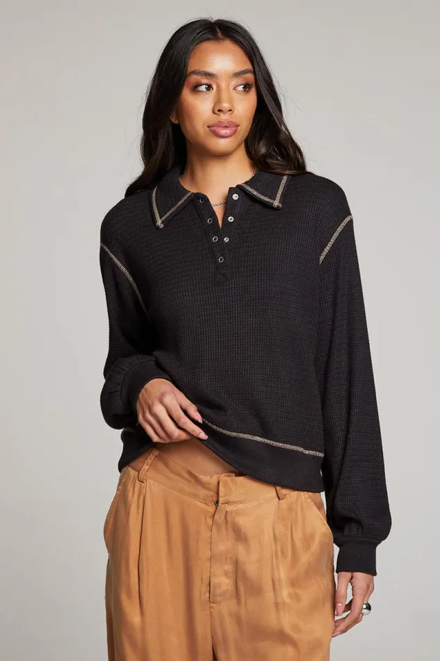 Womens Chaser Brand Tops Church Licorice Long Sleeve