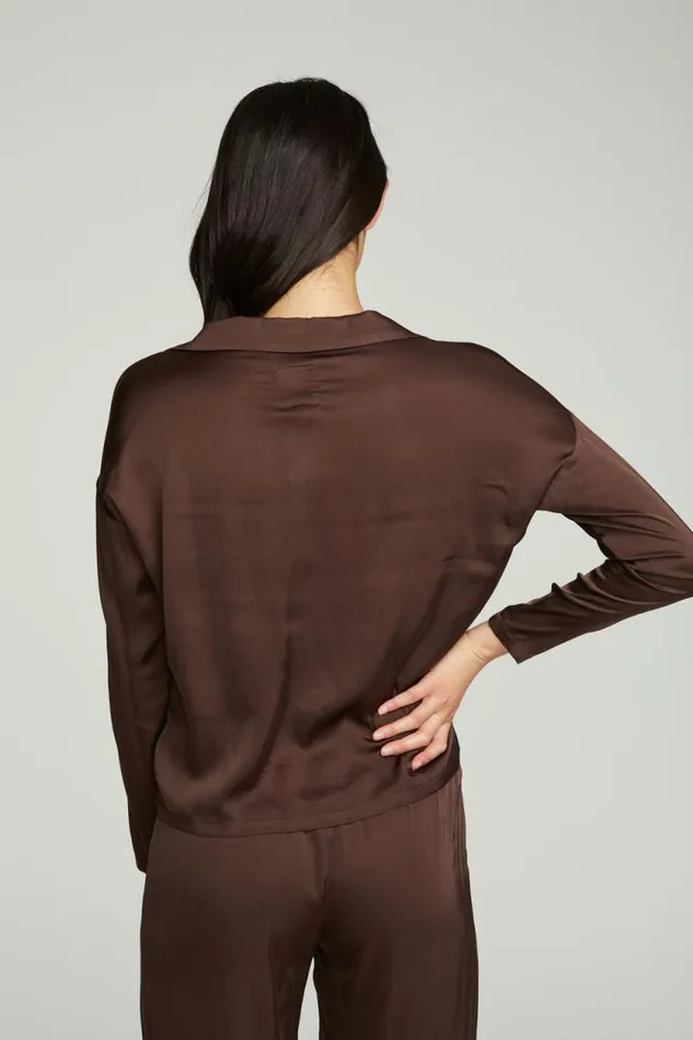 Womens Chaser Brand Tops Collared Half Placket Dolman