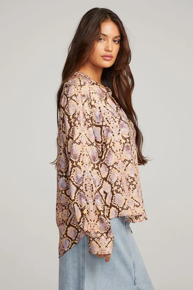 Womens Chaser Brand Tops Denver Python Print Blouse