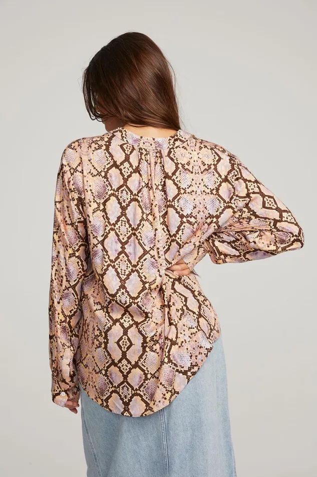 Womens Chaser Brand Tops Denver Python Print Blouse