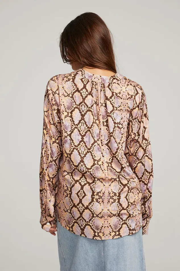 Womens Chaser Brand Tops Denver Python Print Blouse