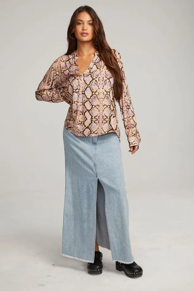 Womens Chaser Brand Tops Denver Python Print Blouse