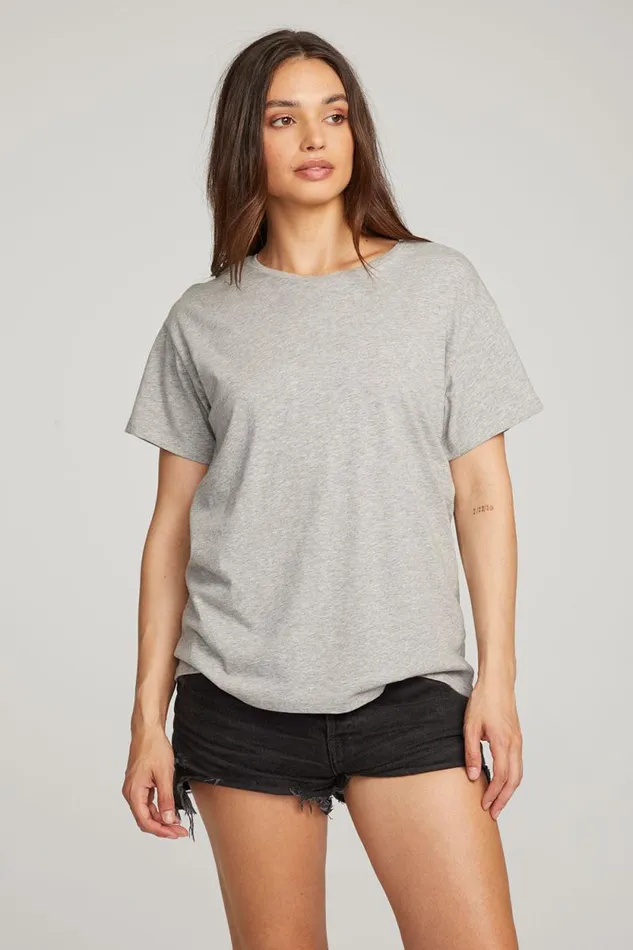 Womens Chaser Brand Tops Everyday Essential Heather Grey Crew Neck Tee
