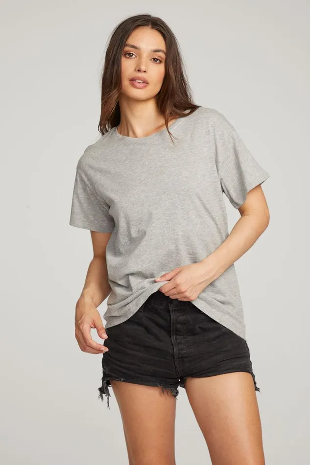 Womens Chaser Brand Tops Everyday Essential Heather Grey Crew Neck Tee
