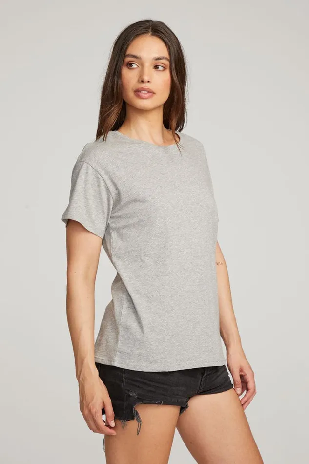 Womens Chaser Brand Tops Everyday Essential Heather Grey Crew Neck Tee