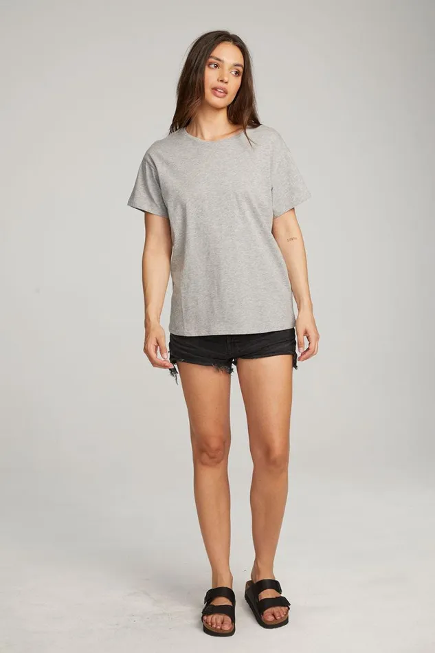 Womens Chaser Brand Tops Everyday Essential Heather Grey Crew Neck Tee