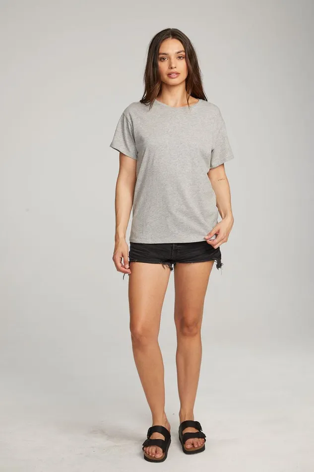 Womens Chaser Brand Tops Everyday Essential Heather Grey Crew Neck Tee