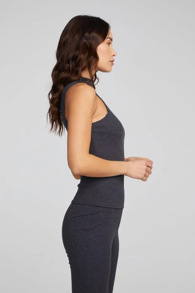 Womens Chaser Brand Tops Fox Shadow Black Tank