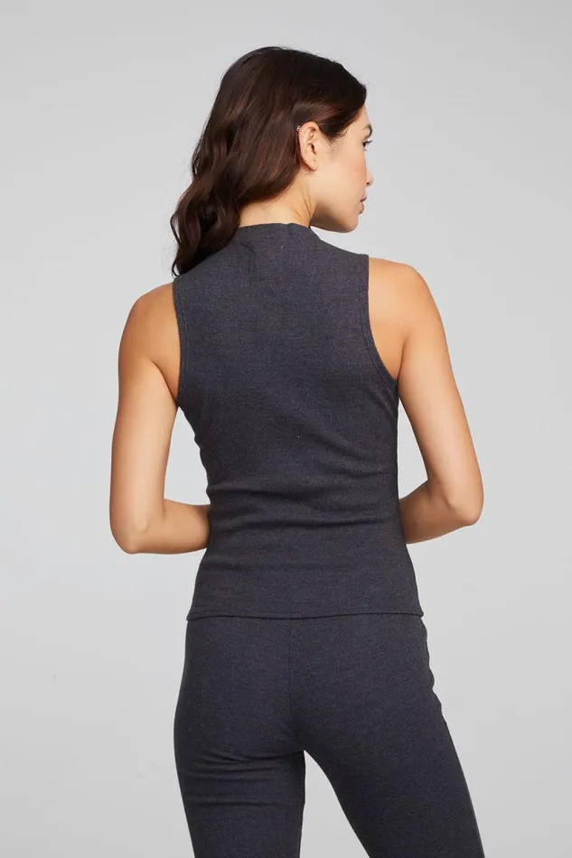 Womens Chaser Brand Tops Fox Shadow Black Tank