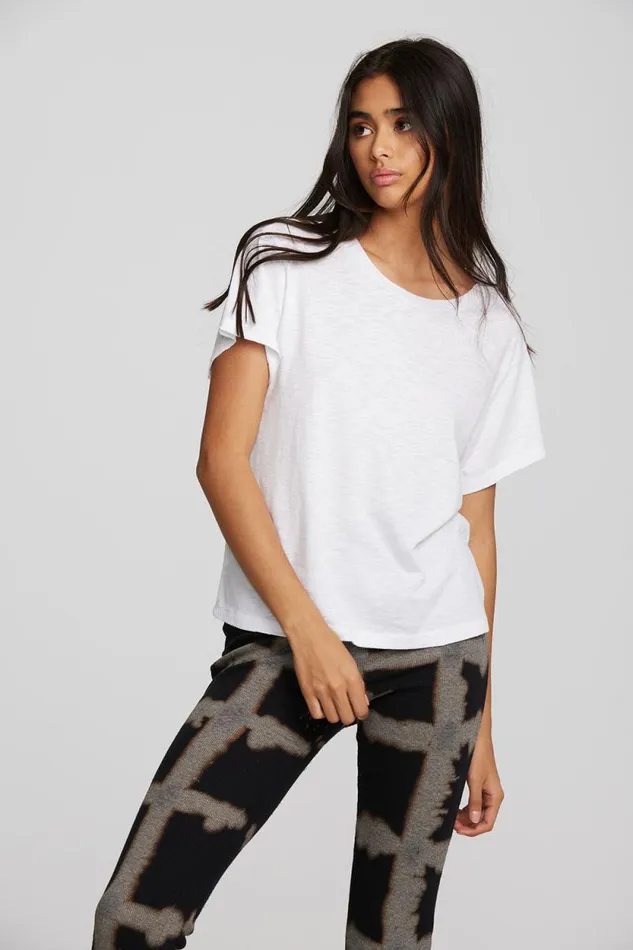 Womens Chaser Brand Tops Gauze Jersey Oversized Crewneck Tee
