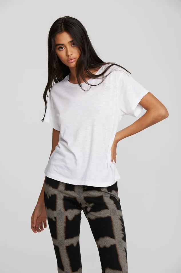 Womens Chaser Brand Tops Gauze Jersey Oversized Crewneck Tee