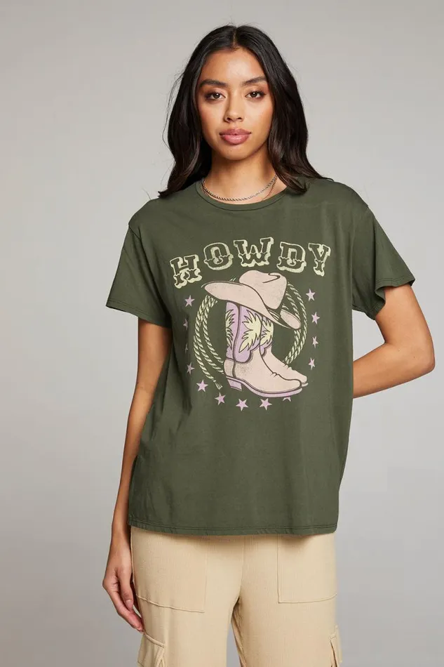 Womens Chaser Brand Tops Howdy Boots Tee
