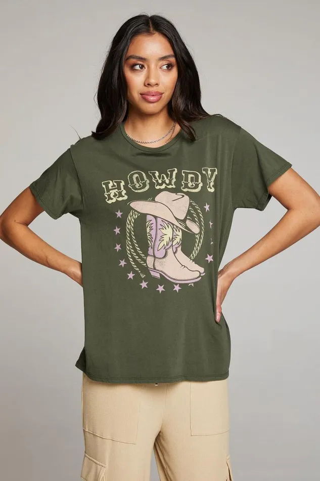 Womens Chaser Brand Tops Howdy Boots Tee
