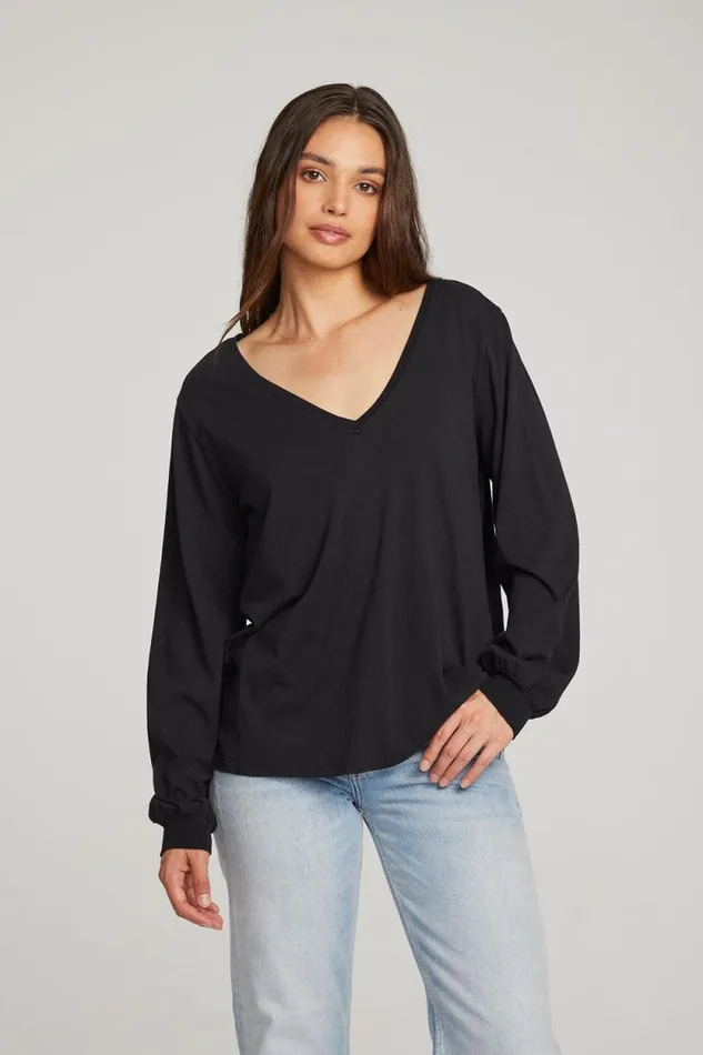 Womens Chaser Brand Tops Kara Black Long Sleeve