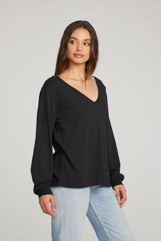 Womens Chaser Brand Tops Kara Black Long Sleeve