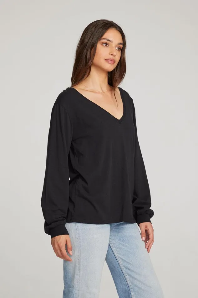 Womens Chaser Brand Tops Kara Black Long Sleeve