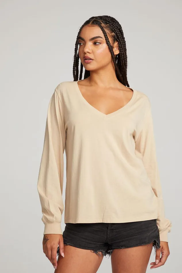 Womens Chaser Brand Tops Kara Cappuccino Long Sleeve