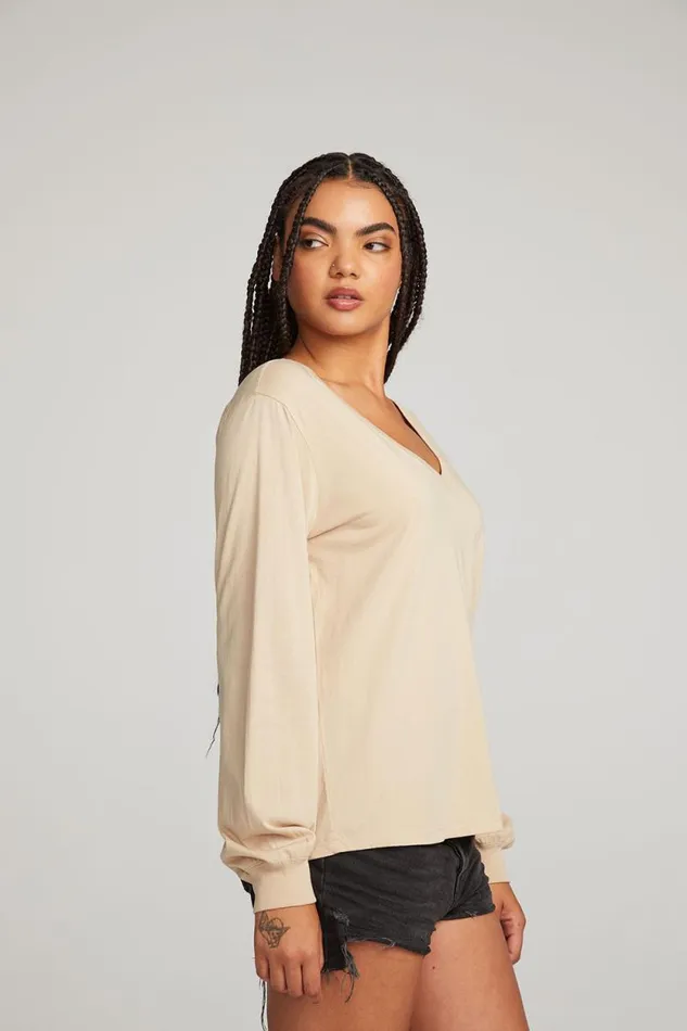 Womens Chaser Brand Tops Kara Cappuccino Long Sleeve