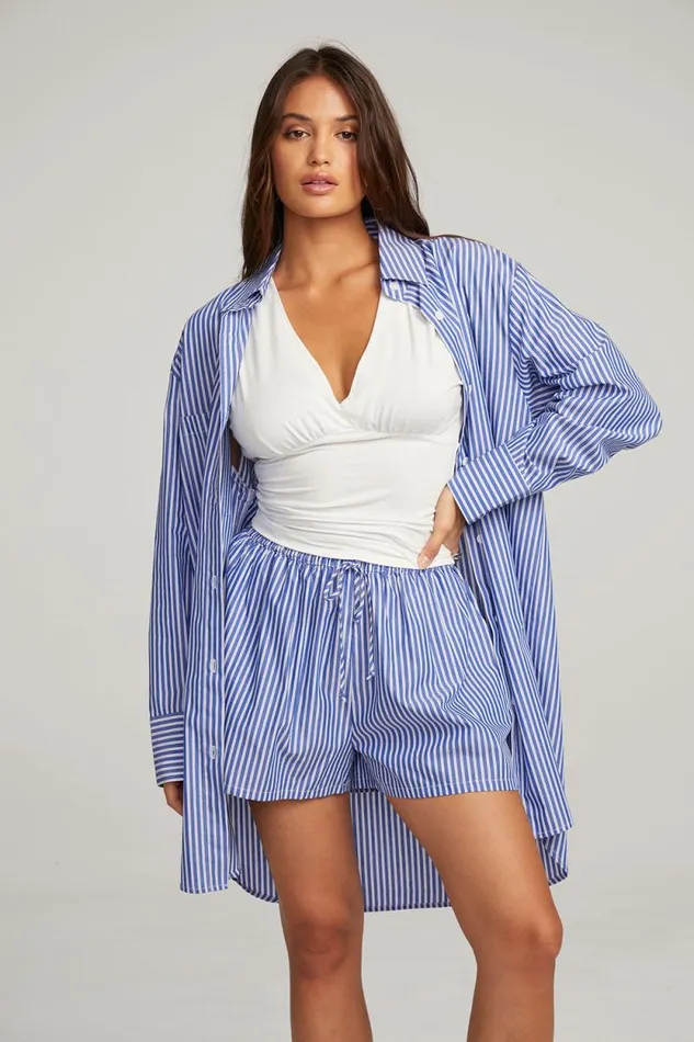 Womens Chaser Brand Tops Kerstin Marmont Stripe Button Down