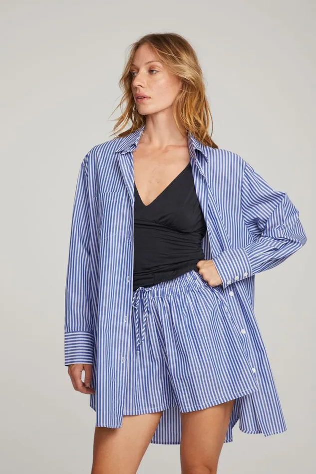 Womens Chaser Brand Tops Kerstin Marmont Stripe Button Down