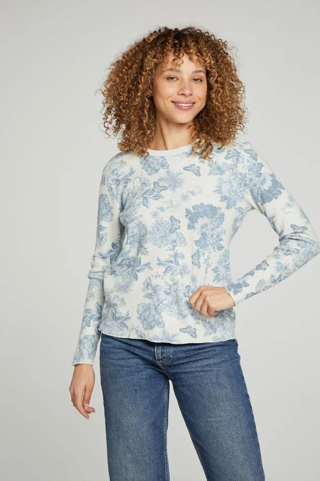Womens Chaser Brand Tops Long Sleeve Crew Neck Tee