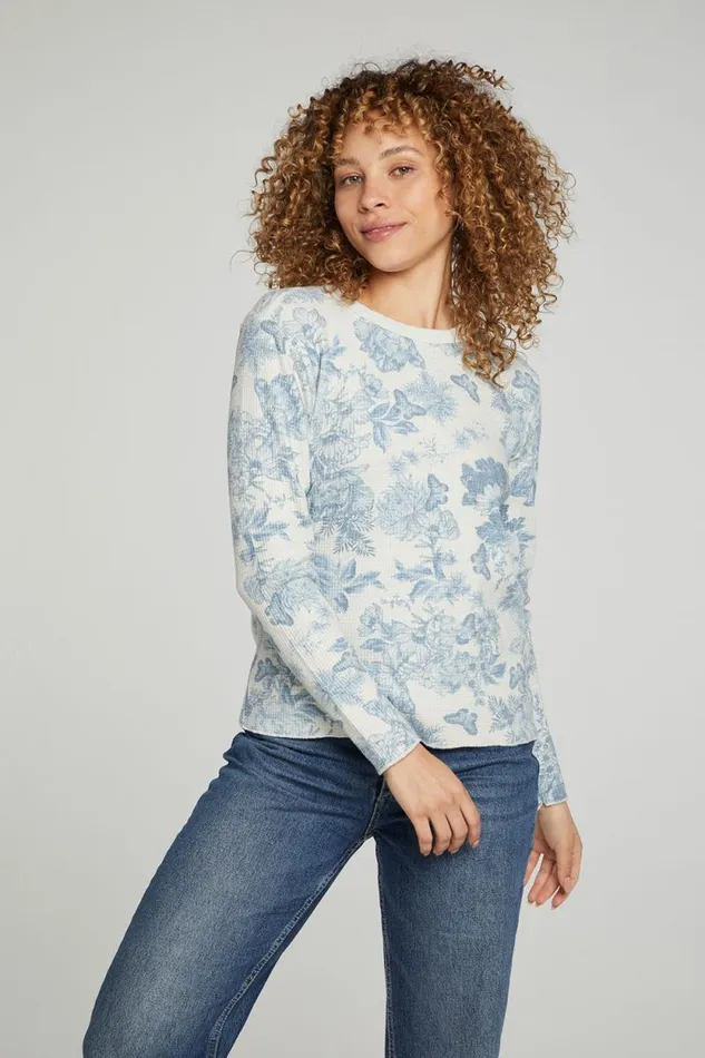 Womens Chaser Brand Tops Long Sleeve Crew Neck Tee