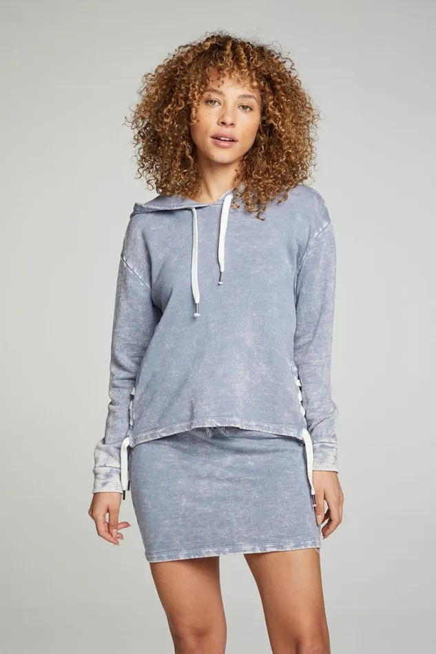Womens Chaser Brand Tops Long Sleeve Hoodie With Lace Up Sides