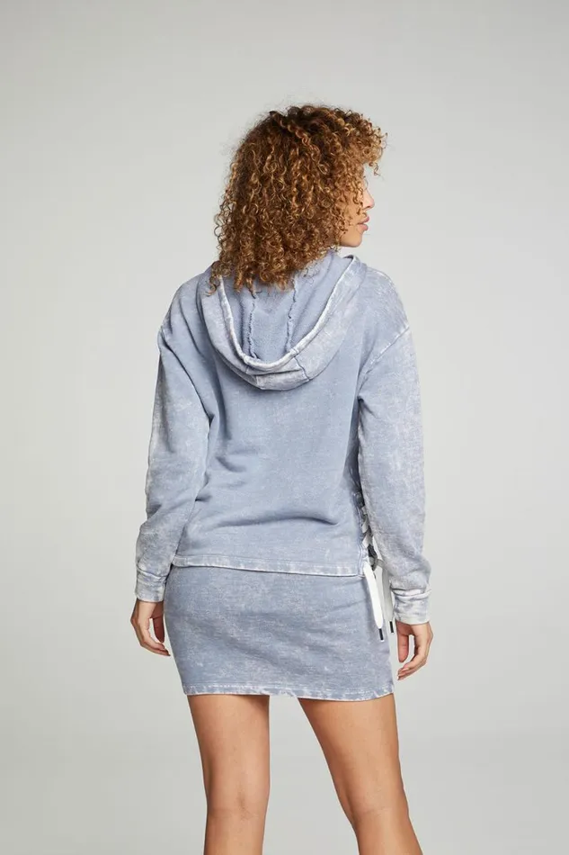 Womens Chaser Brand Tops Long Sleeve Hoodie With Lace Up Sides
