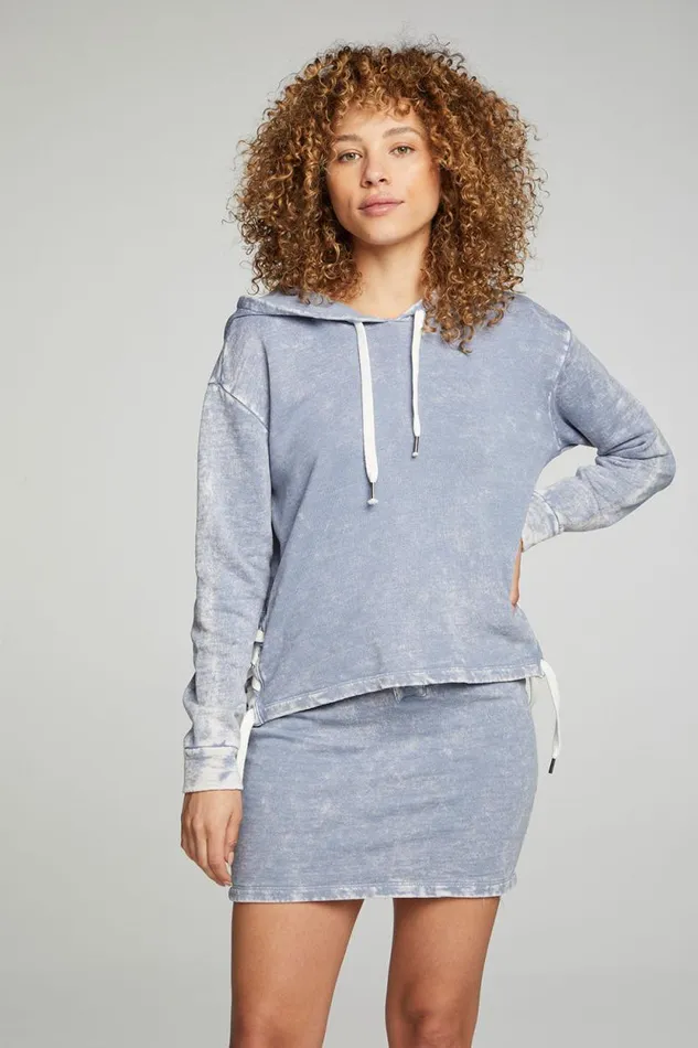 Womens Chaser Brand Tops Long Sleeve Hoodie With Lace Up Sides