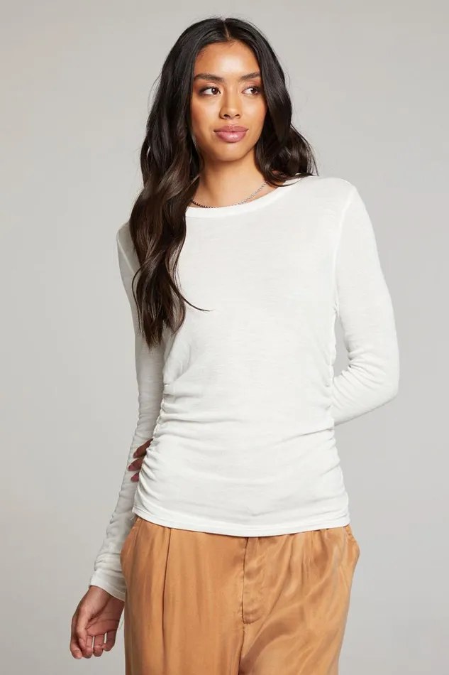 Womens Chaser Brand Tops Louis White Long Sleeve