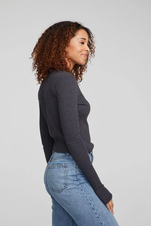 Womens Chaser Brand Tops Moonlight Shadow Black Long Sleeve