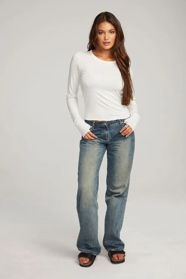 Womens Chaser Brand Tops Moonlight White Long Sleeve