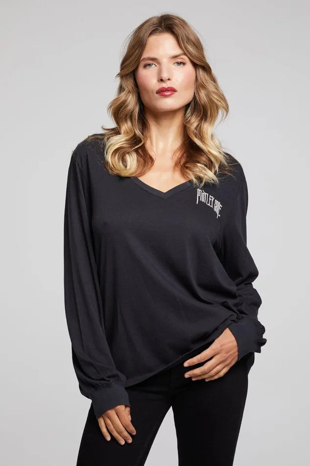 Womens Chaser Brand Tops Motley Crue Hollywood CA Long Sleeve