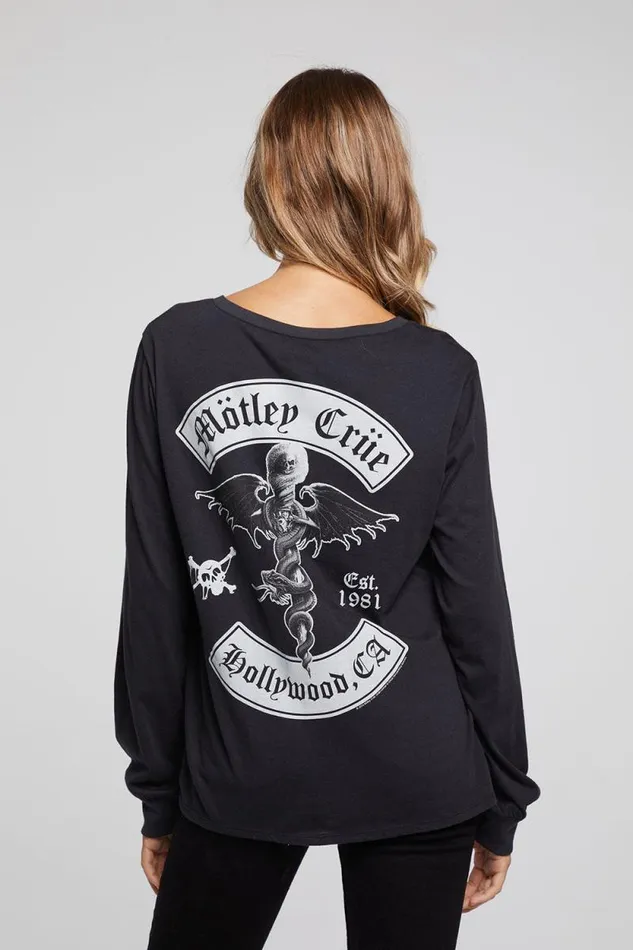 Womens Chaser Brand Tops Motley Crue Hollywood CA Long Sleeve