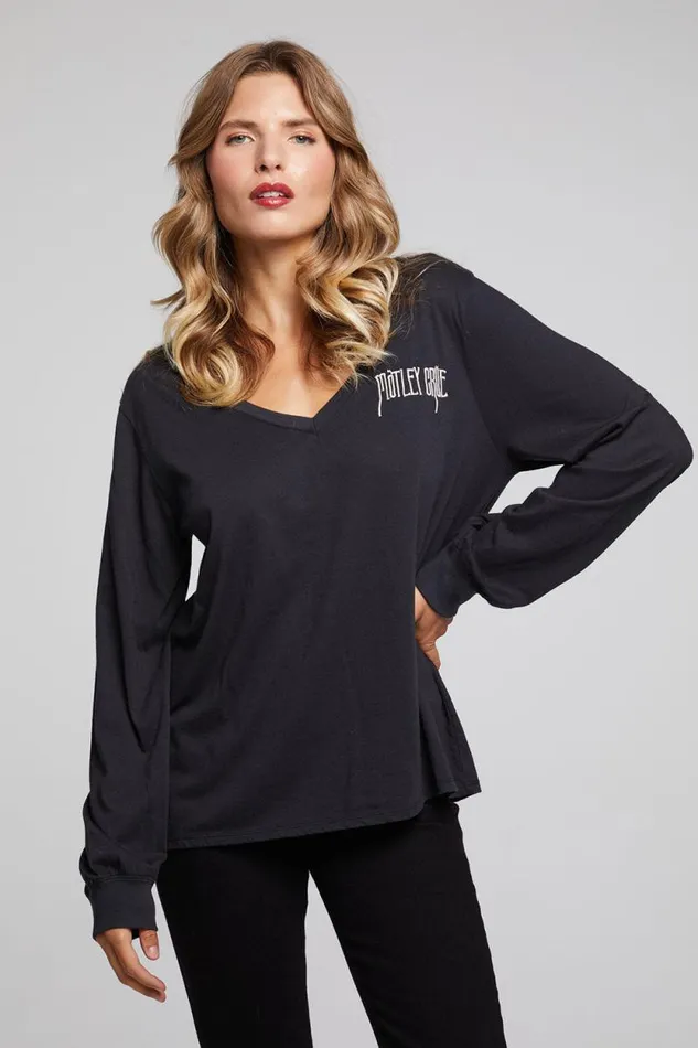 Womens Chaser Brand Tops Motley Crue Hollywood CA Long Sleeve
