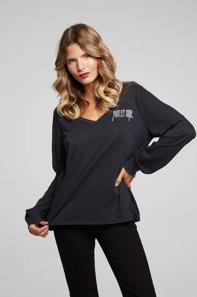 Womens Chaser Brand Tops Motley Crue Hollywood CA Long Sleeve