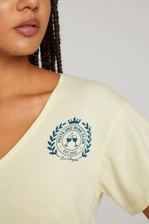 Womens Chaser Brand Tops Pasta And Wine Club Tee