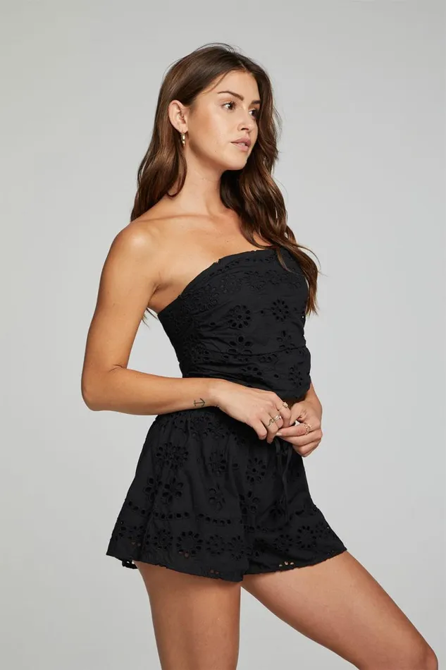 Womens Chaser Brand Tops Pier Crop Top 8211 Black Onyx