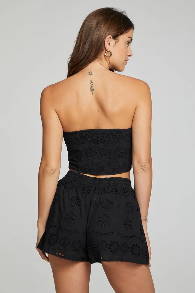 Womens Chaser Brand Tops Pier Crop Top 8211 Black Onyx