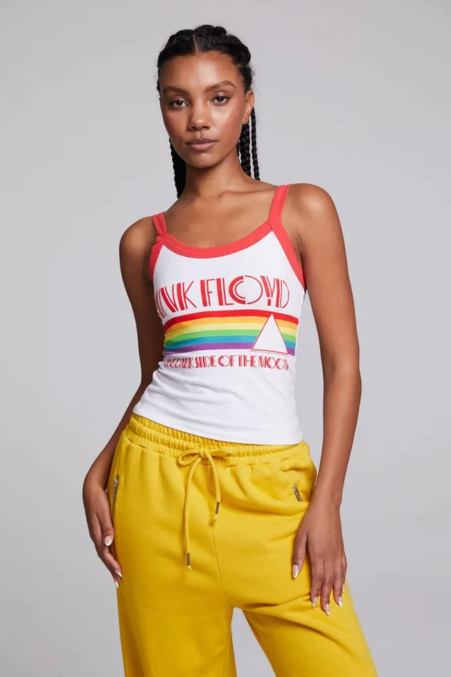 Womens Chaser Brand Tops Pink Floyd Rainbow Dark Side Of The Moon Tank Top